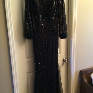 Formal black sequined long dress
